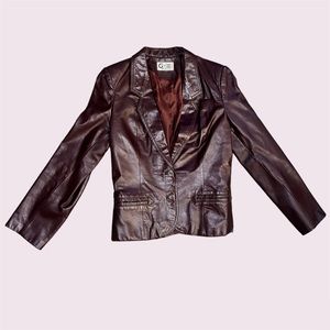 Gorgeous sleek Genuine maroon/brown leather jacket